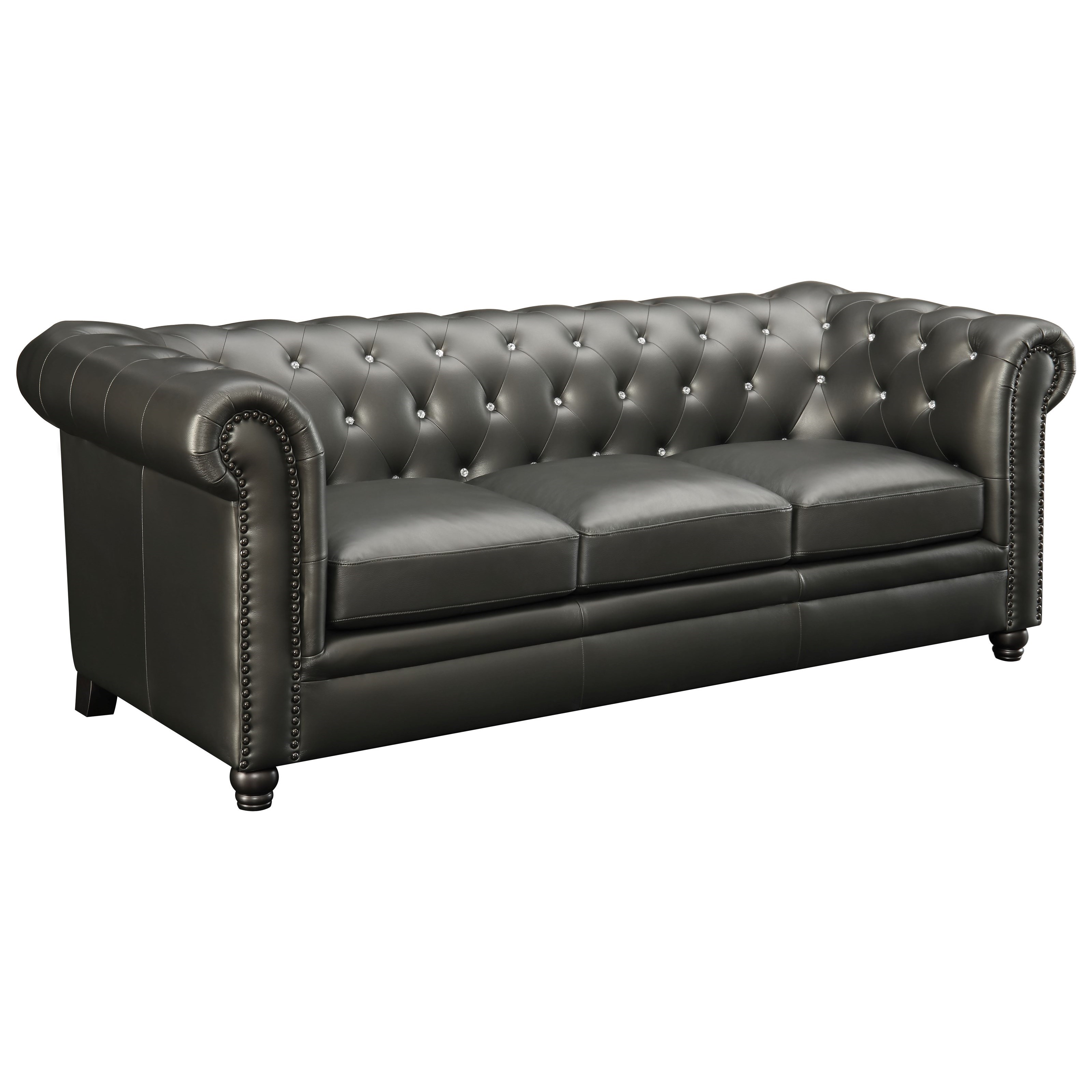 Coaster Roy 551091 Traditional ButtonTufted Sofa with Rolled Back and
